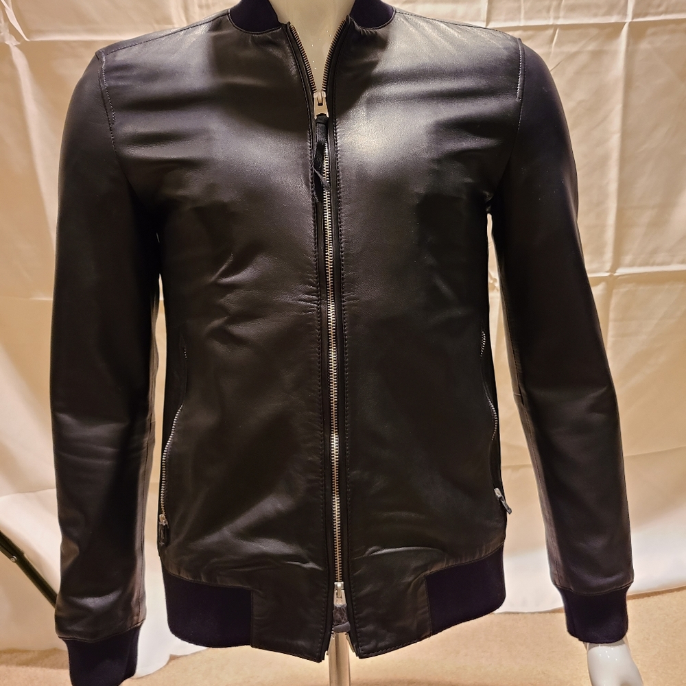 All Saints Mower Leather Bomber Jacket